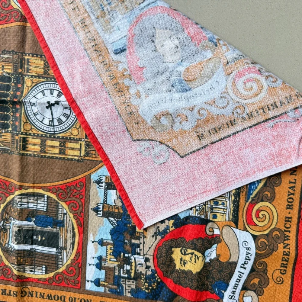 Vintage London Tea Towel Red Landmarks Souvenir Made in Britain Tourist Kitchen